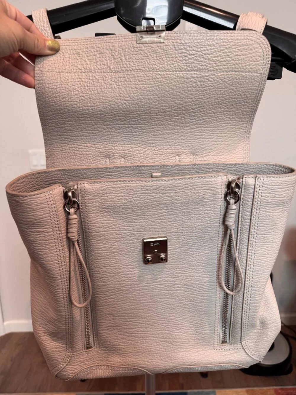 3.1 Phillip Lim Feather Grey Leather Pashli Medium Backpack